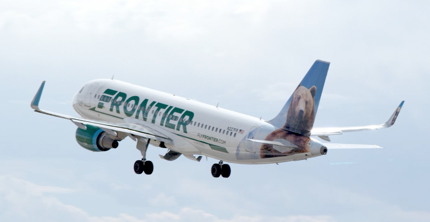 A plane from Frontier Airlines, which is offering cheap flights from Philadelphia to Pittsburgh