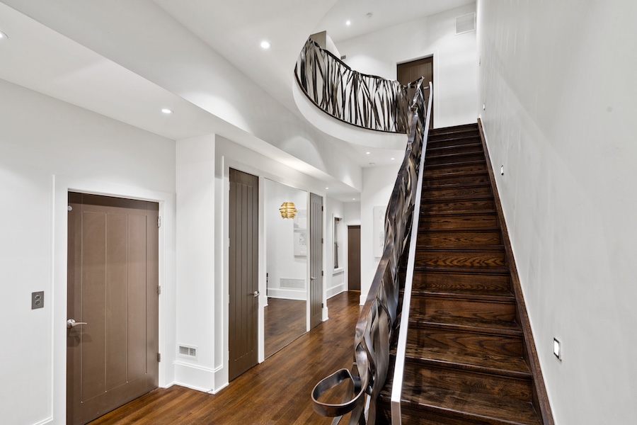 house for sale rittenhouse square upside-down contemporary townhouse first-floor stair hall