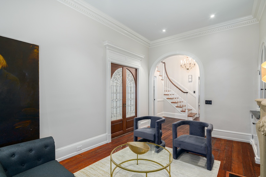 house for sale society hill renewed federal townhouse living room